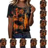 Women's Fashion Casual Short Sleeve T-Shirt with Halloween Graphic Print for Daily Wear, Party and Holiday Outfits