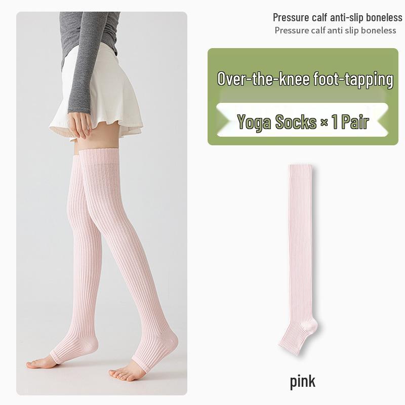 Women's Solid Color Over-the-Knee Yoga Socks - Warm, Autumn/Winter Leg Warmers, Slouch Pilates Fitness Socks