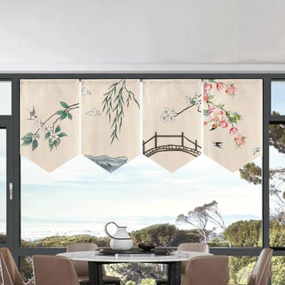 Chinese Window Shade Half Curtain Ancient Style Triangle Flag  Kitchen Door Short Curtain Cuisine Sushi Coffee Banner Shop Decor