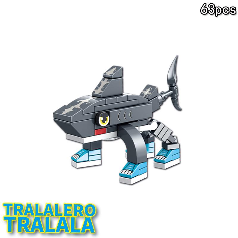 Shark Figurine Tungtungsahur Figure Building Blocks Funny Doll Desktop Decoration Tralalero Tralala Figure Children Block Toy