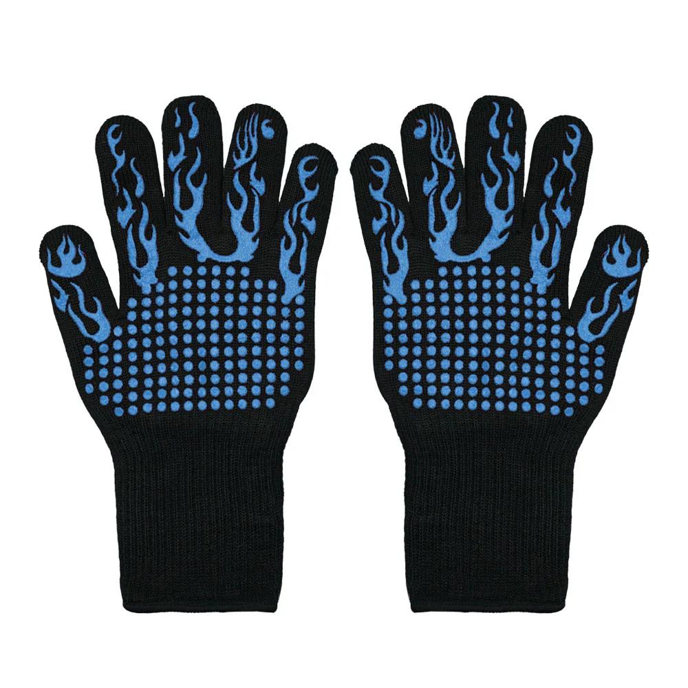 High Temperature Resistant BBQ Gloves, Heat Insulation Fireplace Grilling Gloves, Anti-scald Oven Glove for Ktichen Baking Grill