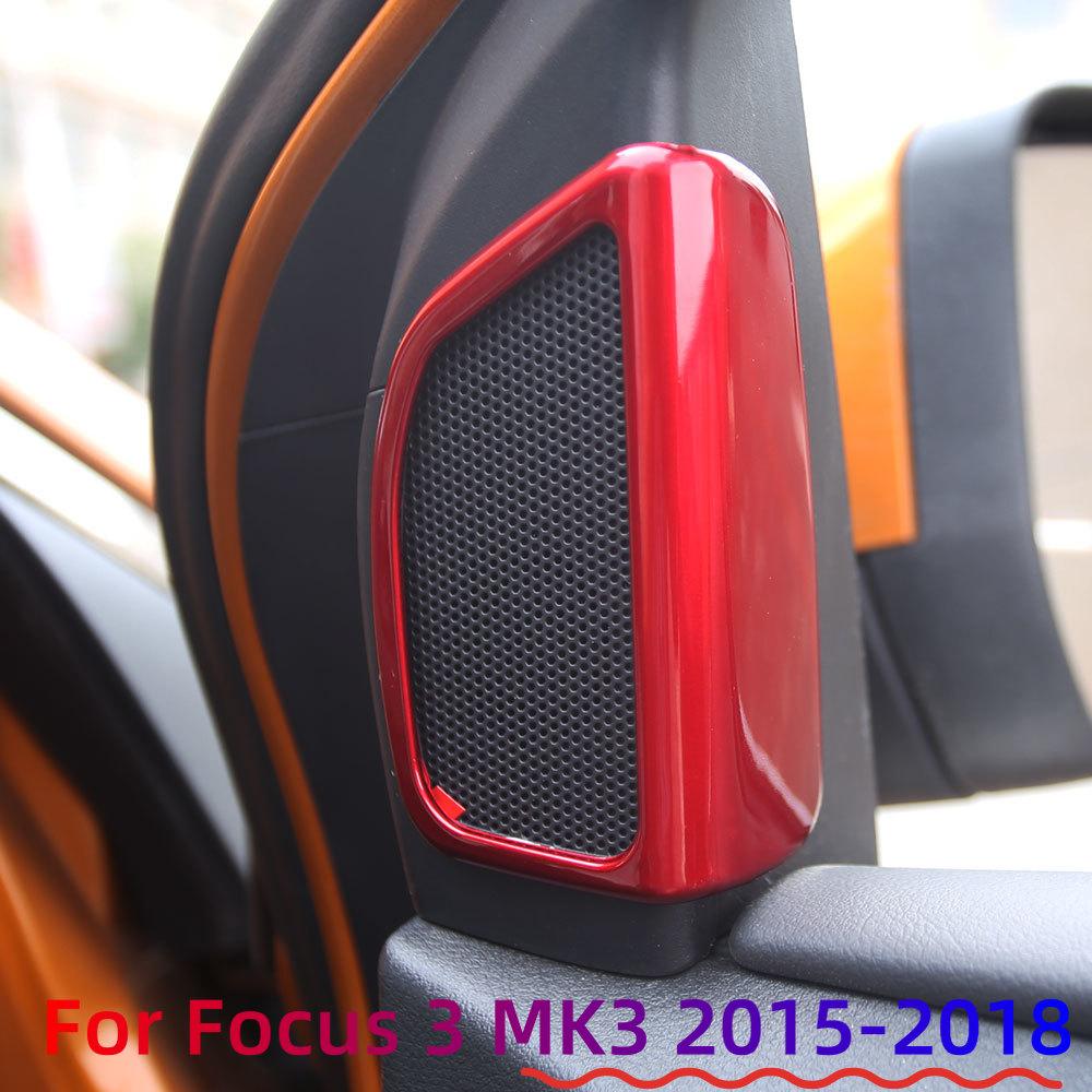 For Ford Focus 3 Mk3 2015 2016 2017 2018 A Pillar Audio Speaker Panel Decoration Cover Trim Sticker Carbon Fiber Accessories