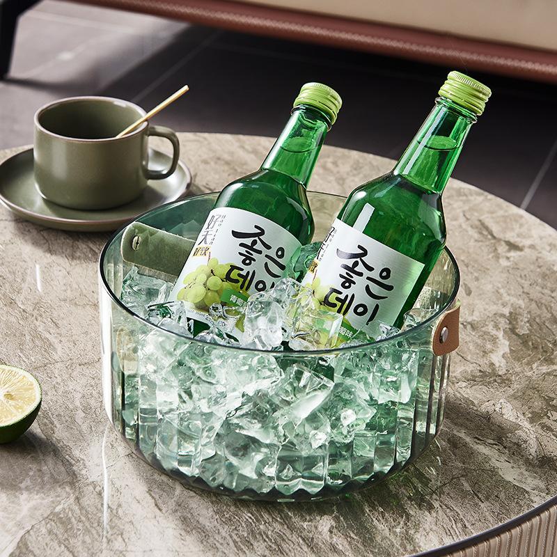 PET Ice Bucket High-value Household Portable Transparent Basket Beer Barrel Champagne Wine Fruit Storage Basket Home Accessories
