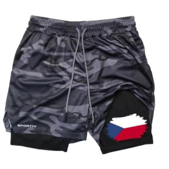 Tschechische Flagge Camouflage Muay Thai Kickboxshorts Herren Damen Unisex Sportbekleidung Doppellagig Schnelltrocknend Atmungsaktiv Training Sport Fitnessstudio Workout