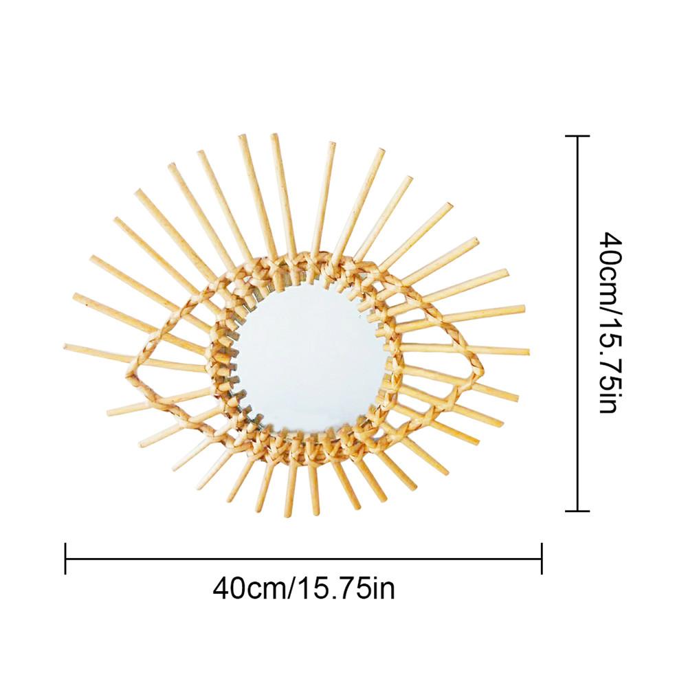 Rattan Dressing Mirror Innovative Art Round Mirror Living Room Wall Hanging Mirror Bathroom Decoration Makeup Mirror