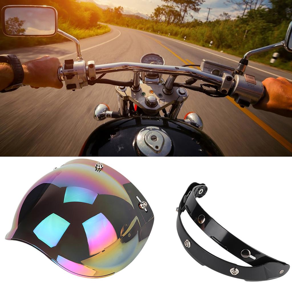 Motorcycle Retro 3‑snap Sun Visor Shield Windproof Helmet Lens Colored