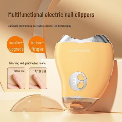 Mango-Shaped 2-in-1 Electric Nail Trimmer: Portable, Rechargeable, Splash-Proof & Pinch-Proof Clippers for Kids