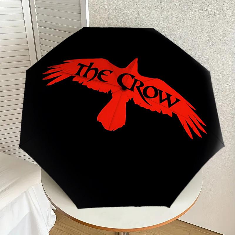 1 Stück The Crow Automatischer Regenschirm | Tragbar Faltbar 8-Rippen Manuell Öffnend, Süßes Halloween & Weihnachtsgeschenk für Draußen, Lässiges Accessoire, Langlebige Schirmkappe y