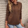 Top da Donna Autunno Inverno Camicia Scollo a V Monopetto Top Casual Felpa con Cappuccio Colore Unico Larga Moda Donna Felpe