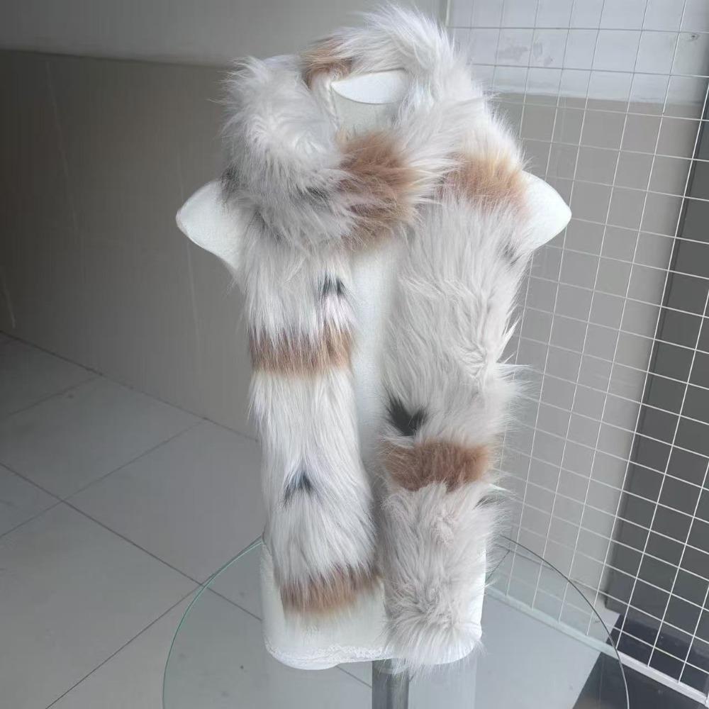 Faux Fur Long Scarf Womens Leopard Print Warm Plush Scarf Trending Scarf Wrap Y2K Accessories Luxury Imitation Rabbit Hair Shawl