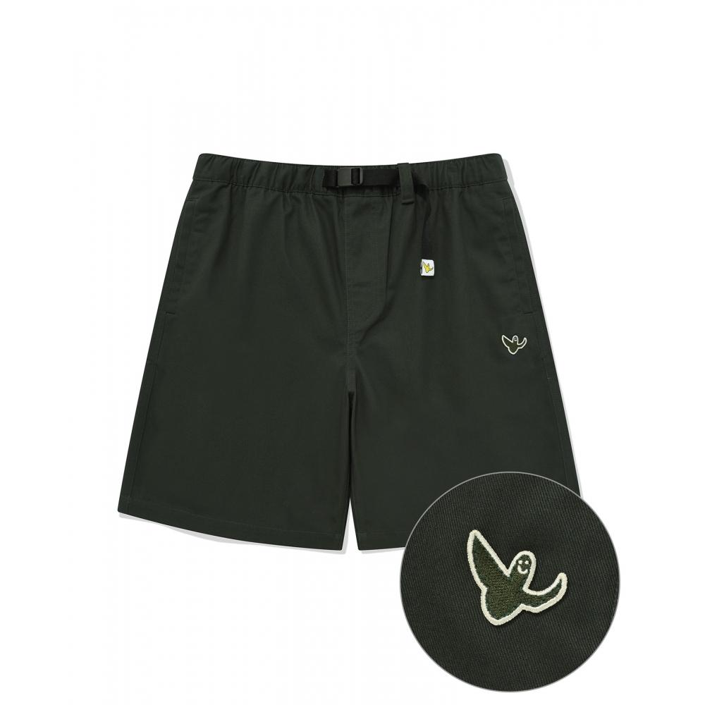 

WHATITISNT Angel Webbing Belt Cotton Short Pants Green