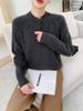 Women's Thickened Cashmere Sweater - Half-High Collar, Half-Button Cable Knit, Loose & Slimming Design