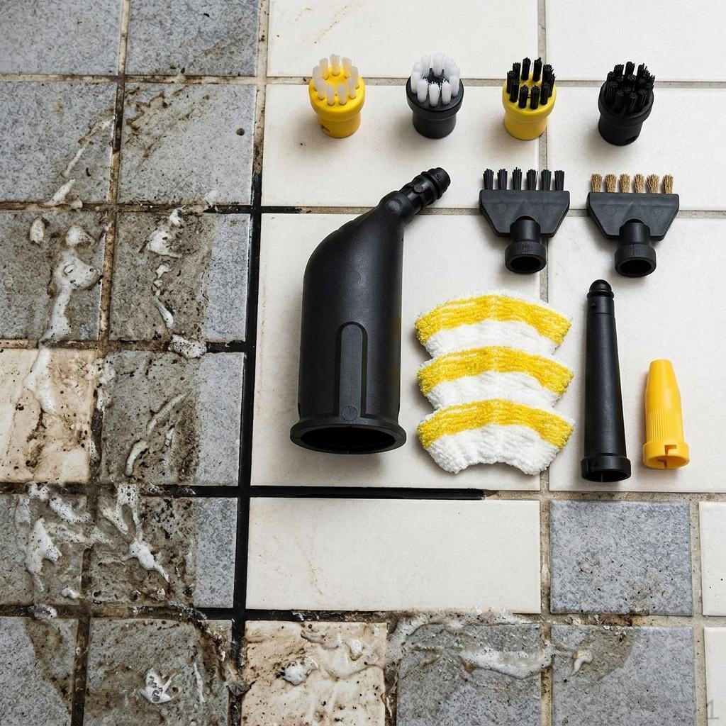 

Accessories Kit Microfibre Cloths Nozzle Round Brushes for Tile Grout 12Pcs