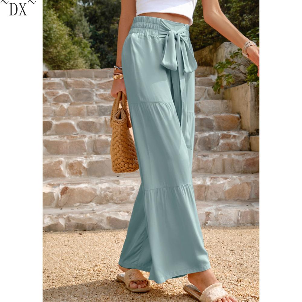 DX~~ Independent Station Casual Pants Women's Summer Loose Casual Wide Leg Solid Color Trousers