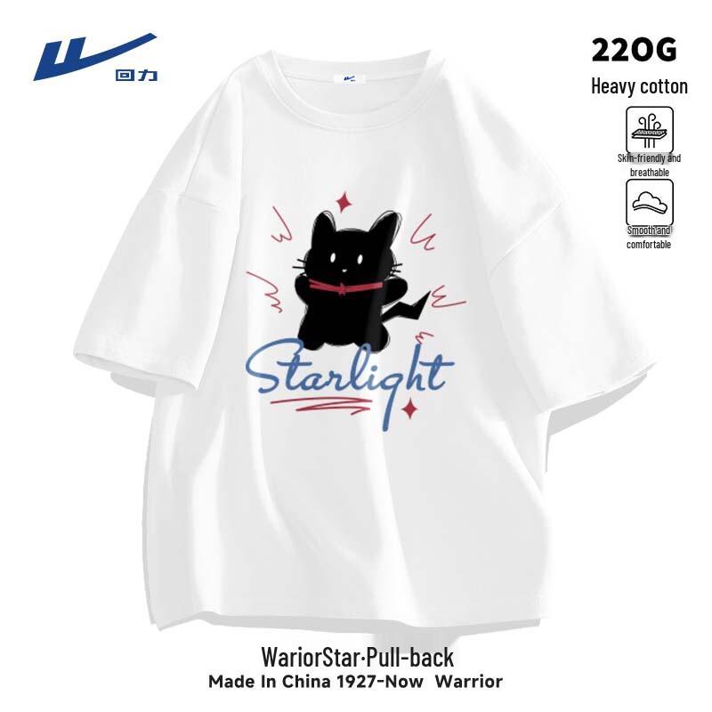 Warrior Unisex Cartoon Cat Graphic Short Sleeve T-Shirt S