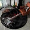 Elektrische Gitarre Klassische Gitarre Runder Teppich für Wohnzimmer Schlafzimmer Kinderzimmer Dekoration, Haustierbereich Teppich Rutschfeste Bodenmatte