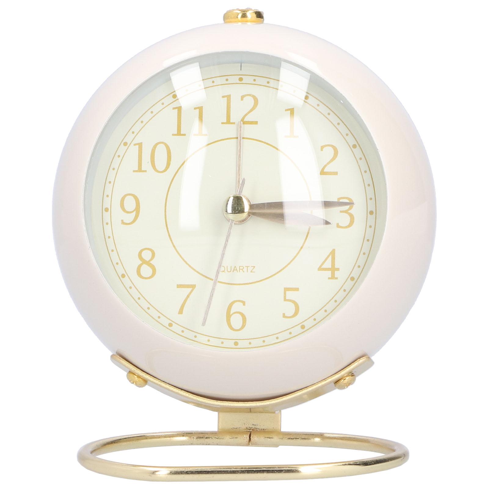 

Alarm Clock Silent Non Ticking Metal Paint Power Saving Eye Battery Operated Small Clock with Night Light