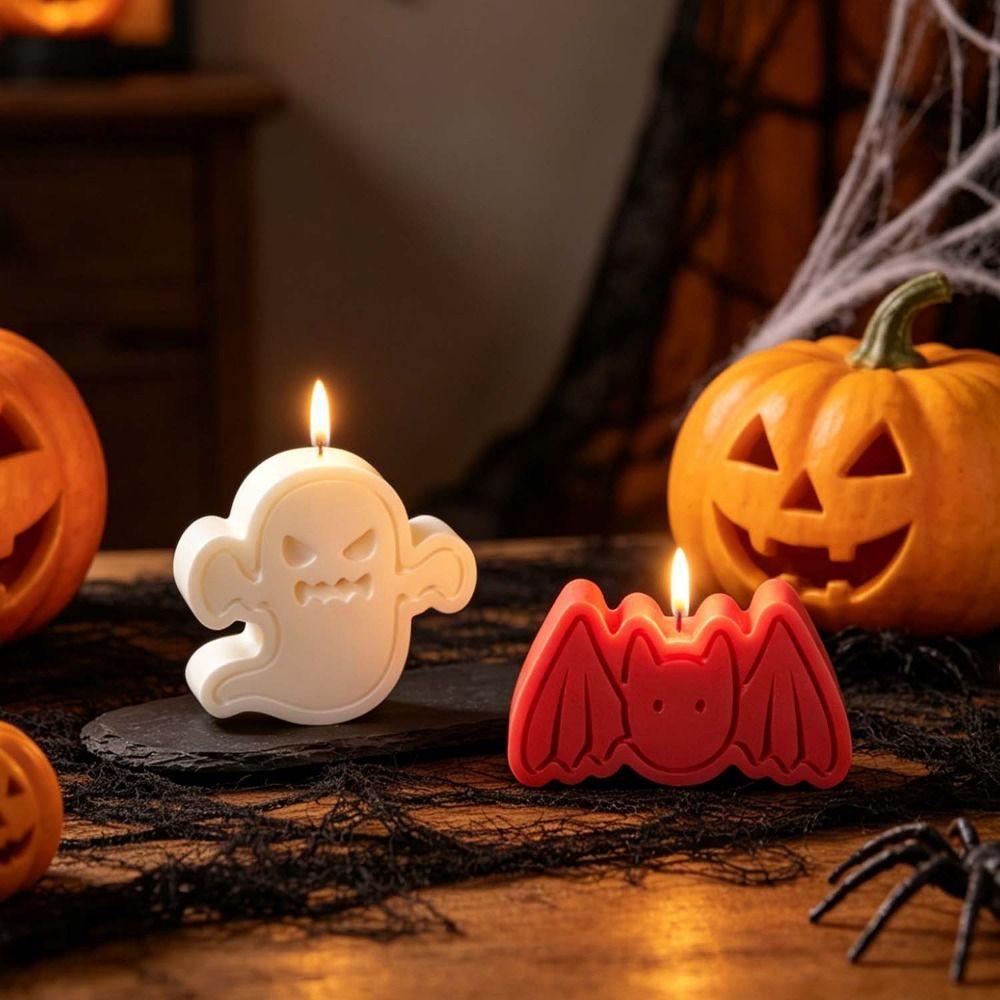 Ghost/Skull/Bat/Pumpkin Shaped Halloween Candle Mold Halloween Silicone Mold Making Supplies