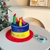 Funny Birthday Cake Hat Contrast Color Fabric Birthday Hat Happy Birthday with Glasses Performance Party Hat