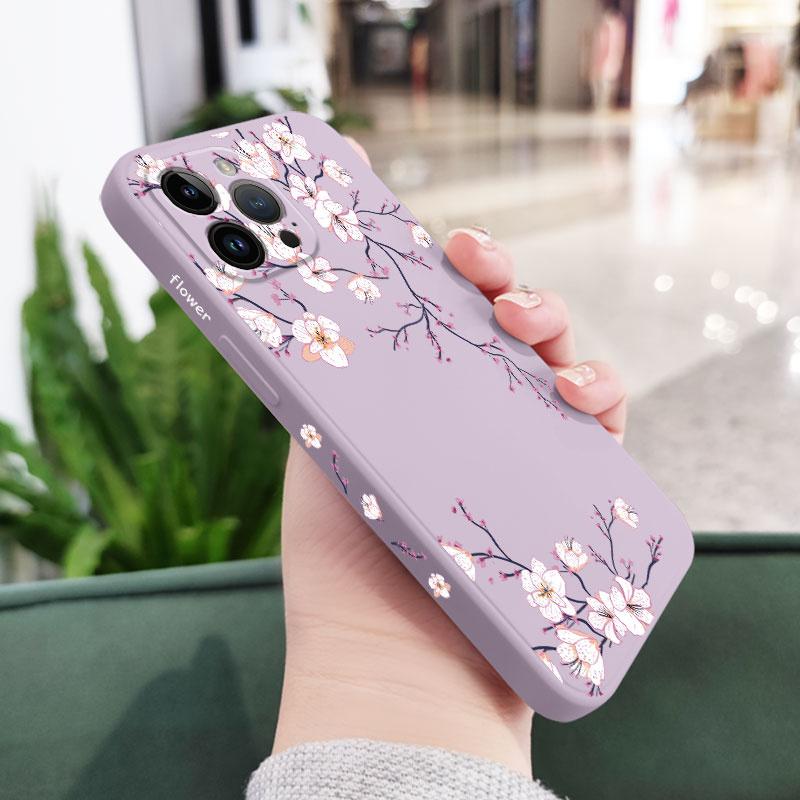 Good Luck Flower Phone Case For iPhone 17 Air 16 16e Pro Max Plus Mini Liquid Silicone Soft Cover