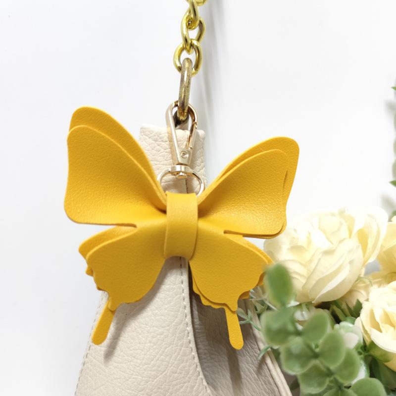 Elegant Butterfly Keychain Charm with Custom Logo - Luxury Car Accessory Pendant