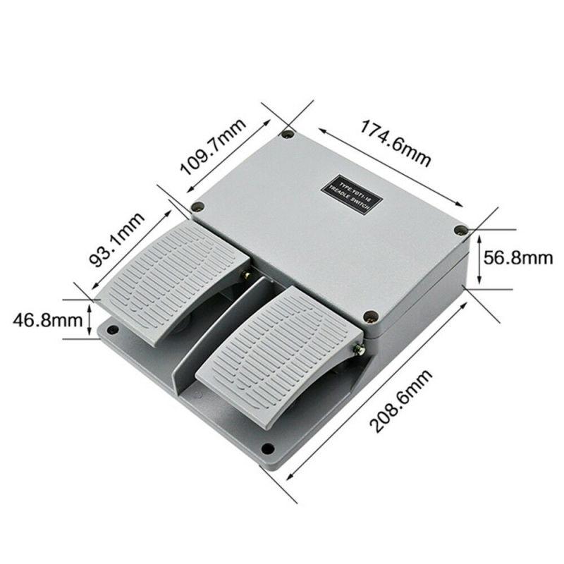 Foot Switch YDT1-16 Aluminum Shell Gray Double Pedal Switch Machine Tool Accessories
