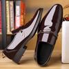 Jarné Nové Pánske Kožené Topánky Lesklá Koža Business Casual Nazúvacie Mokasíny Kaderník Trendy Topánky