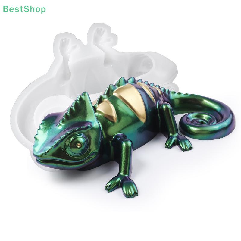 DIY Crystal Epoxy Resin Chameleon Lizard Reptile Ornament 3D Mirror-Finish Silicone Mold