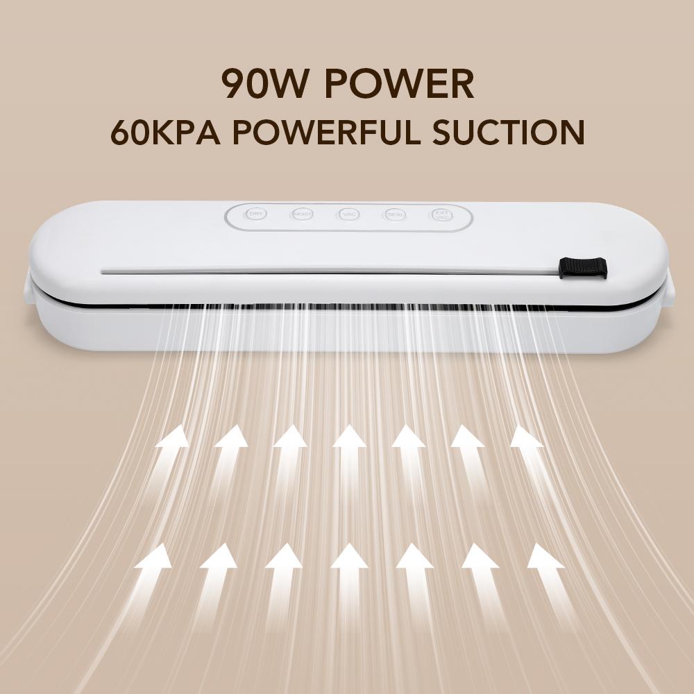 Portable Food Bag Vacuum Sealer Germ-free Automatic Packaging Machine with Slide-cutting Knife Home Vacuum Dry Wet Food Sealing