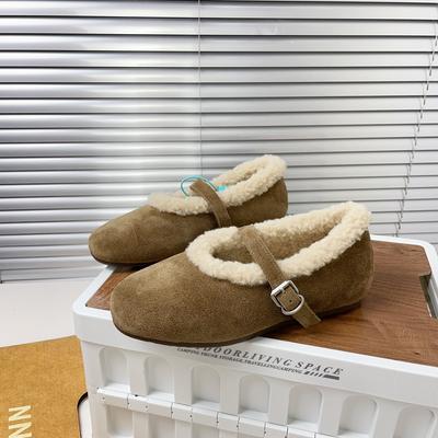 French Fairy Plush Shoes Beanie Shoes Female Flat 2025 Autumn and Winter Soft-soled Mary Jane Shoes Birkenstocks Cotton Shoes