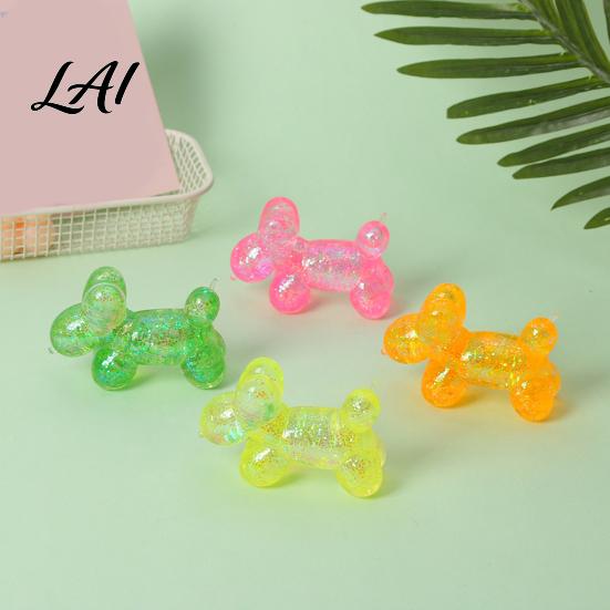 Soft Stress Ball Glitter Balloon Dog Squeeze Toy Relief Transparent Sensory Relaxation Toy Stretchy Animal Shape Fidget for Home Office Classroom