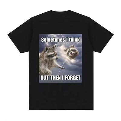 Funny Raccoon Opossum Graphic T Shirts Men's Retro Fashion Short Sleeve T-Shirt Unisex Casual Oversized Tshirt Streetwear