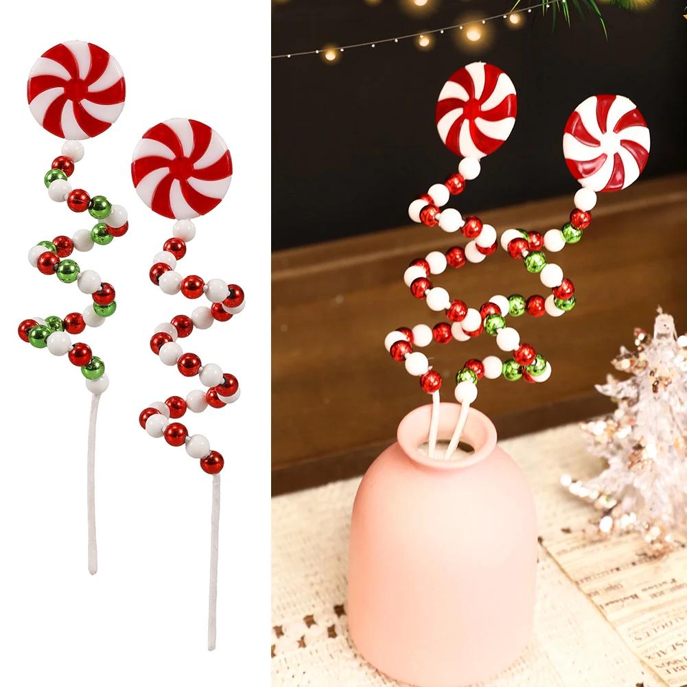 Christmas Tree Pick Spiral Candy Cane Pinwheel Colorful Decorative Pick DIY Christmas Decor Modern Christmas