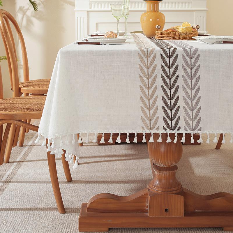Nordic Style Waterproof and Oil-Proof Cotton-Linen Dining Tablecloth - Rectangular, High-End Feel for Coffee Tables.
