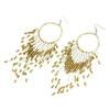 Bohemian Tassel Pendant Earrings with Rice Beads