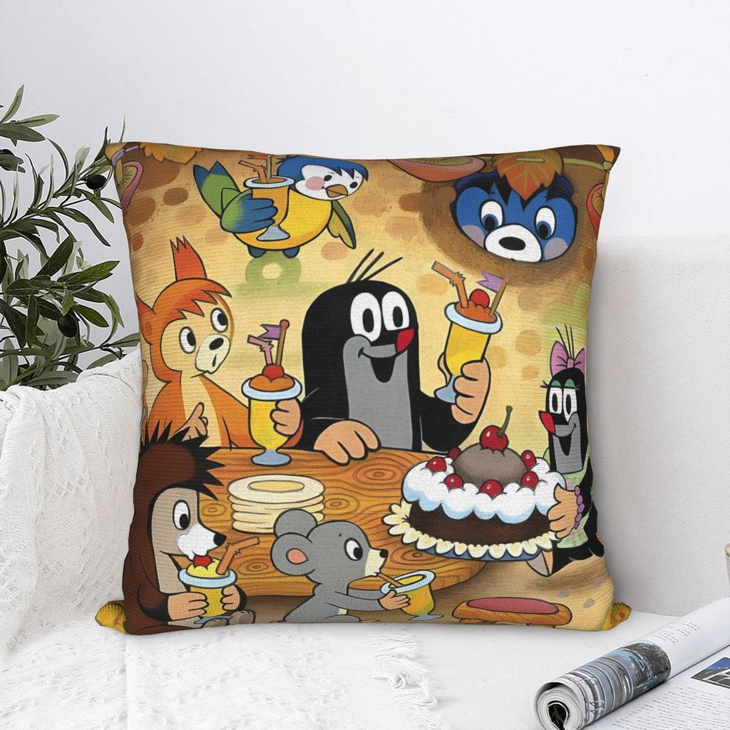 The Little Mole and Friends Pillow Case Soft Pillow Cover For Sofa Home Decoration Funny Cushion Cover