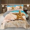 Starfish Bedspread Queen/Full Cute Ocean Creatures Quilted Coverlet 2/3 Piece Tropical Beach Theme Bedding Set for Teens Adult