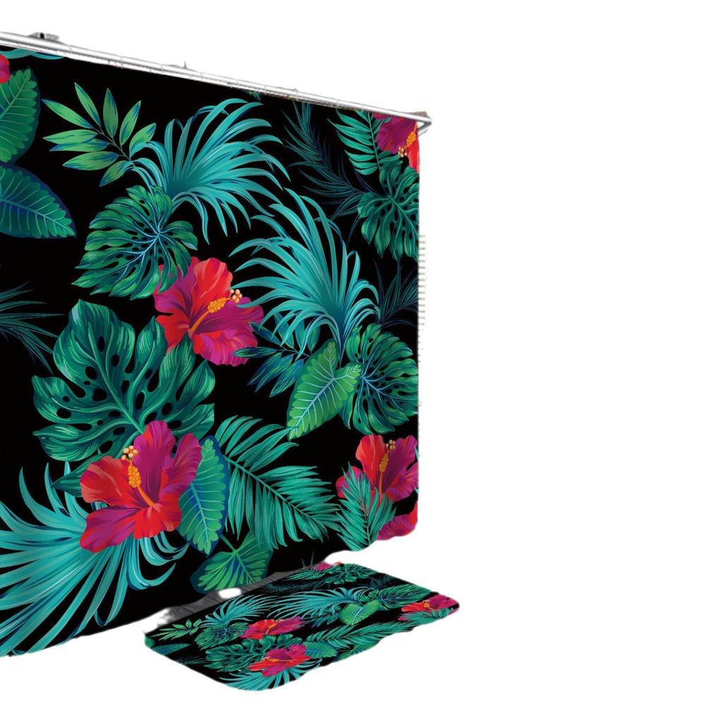 3D Digital Printing Polyester Flower Bathroom Four-Piece Shower Curtain Direct Supply Curtain