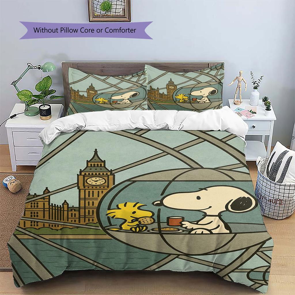 Snoopy Sitting and Counting Money – A Comfortable and Warm Bedding Set, The Perfect Choice To Decorate Your Bedroom.