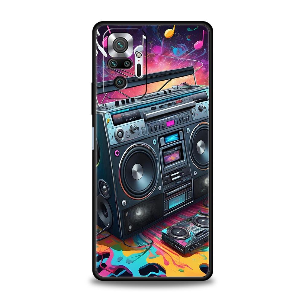 Retro Recording Device Phone Case Cover for Redmi 14C 10C Note 15 14 13 12 10 11 K40 Pro Plus 5G Soft TPU Shockproof Shell Funda