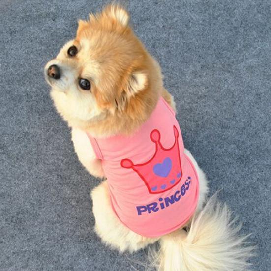 T-shirt Gilet Estivo con Lettera e Corona da Principessa per Cane Gatto Cucciolo Costumi