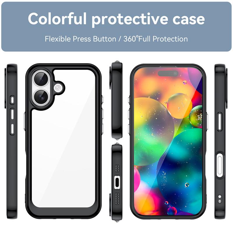 For iPhone 17 Case iPhone 17 Cover TPU Border Acrylic Backplane Bumper Protective Phone Cases For iPhone 17 Pro Max Air Funda