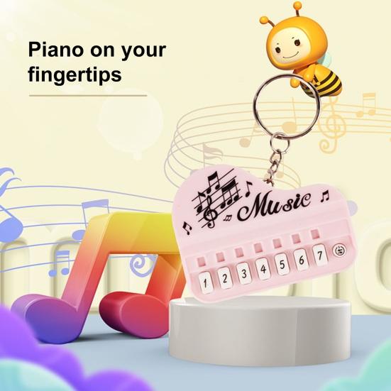 Schlüsselanhänger-Anhänger, Mini-E-Piano-Form, 8 Tasten, leichte Musik, Cartoon-Paar-Anhänger, exquisiter Schlüsselanhänger, lustiges Geburtstagsgeschenk