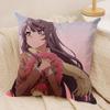 Mai SakurajimaS Anime Prints Cushion Cover Silky Short Plush Invisible Zipper Dustproof Sofa Pillow Case For Home Decor