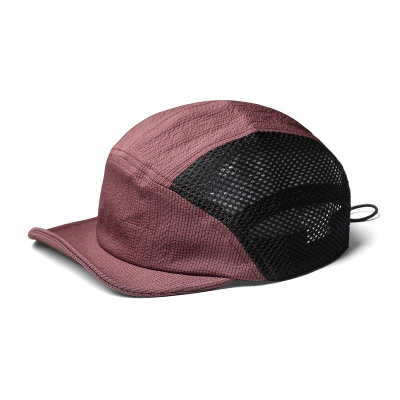Unisex Baseballkappe mit kurzem Schirm, schnelltrocknend, halbe Netzstruktur, atmungsaktiv, für Outdoor-Camping, mit verstellbarem Riemen