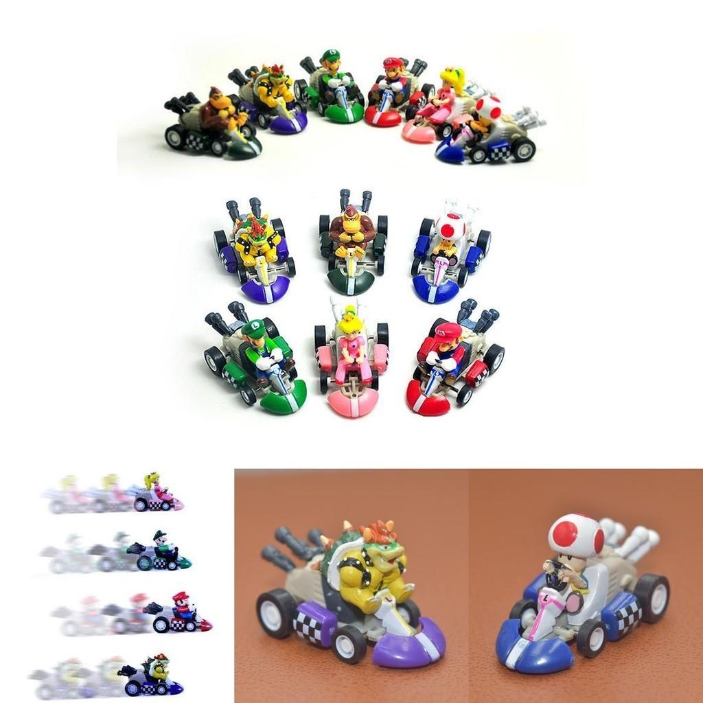Super Mario Bros Kart Pull Back Car Action Figure Set 6 Pcs Colorful Collectibles