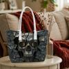 Cool Cracked Skull Print Tote Bag Fashion Casual Large Capacity Shoulder Handbag For Daily Use