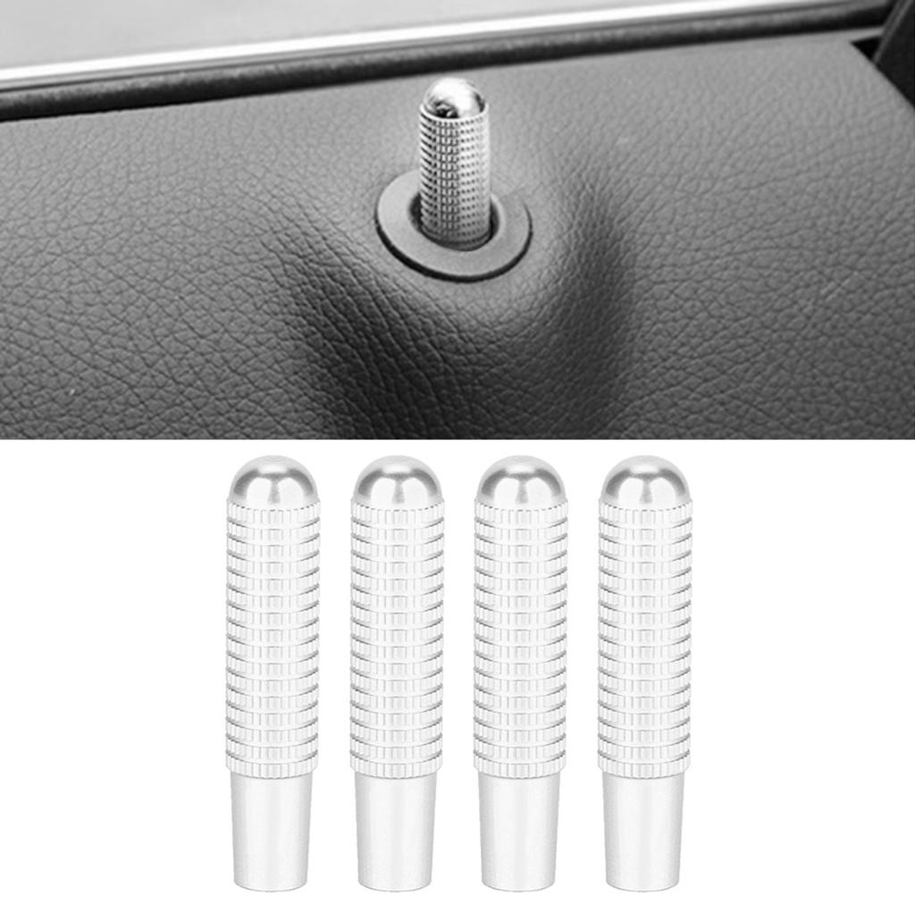 4pcs 9.5mm Aluminium Alloy Car Interior Door Lock Pin Knob Cover Fit for Mercedes Benz (Silver)