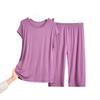 Plus Size Modal Short-Sleeve Pajama Set for Middle-Aged Women - Summer Wear