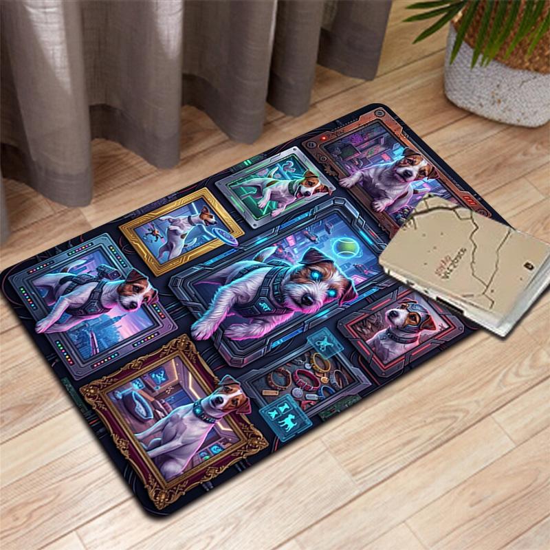 Cybernetic Canine Compilation Pattern Rug Floor Mat for Living Room or Bedroom Soft and Comfortable Carpet a Gift for Birthday and Holiday.